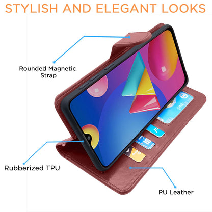 Pikkme Samsung M02s Vintage Flip Cover (Brown)