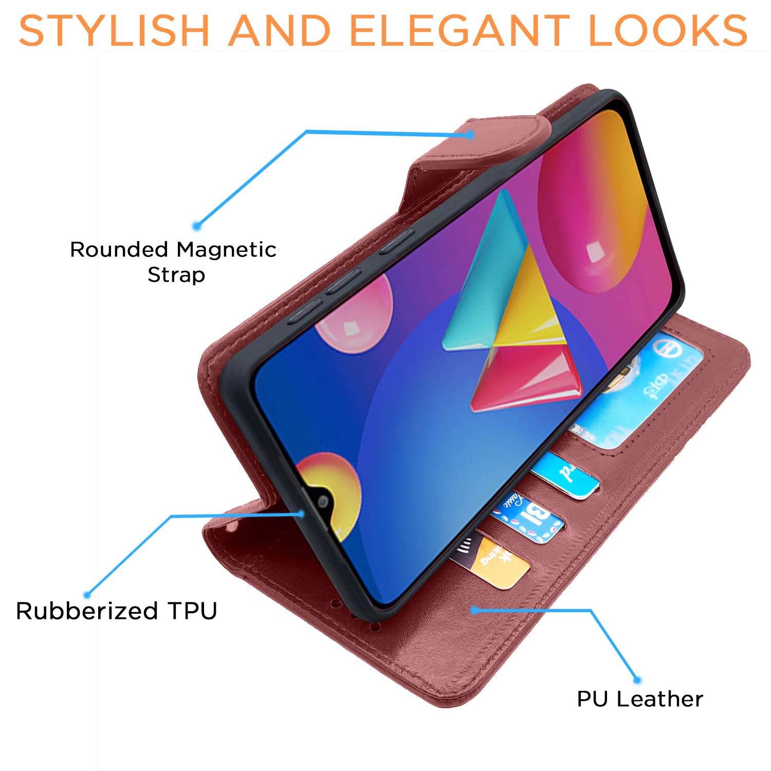 Samsung M02s flip cover in brown by Pikkme – photo 5