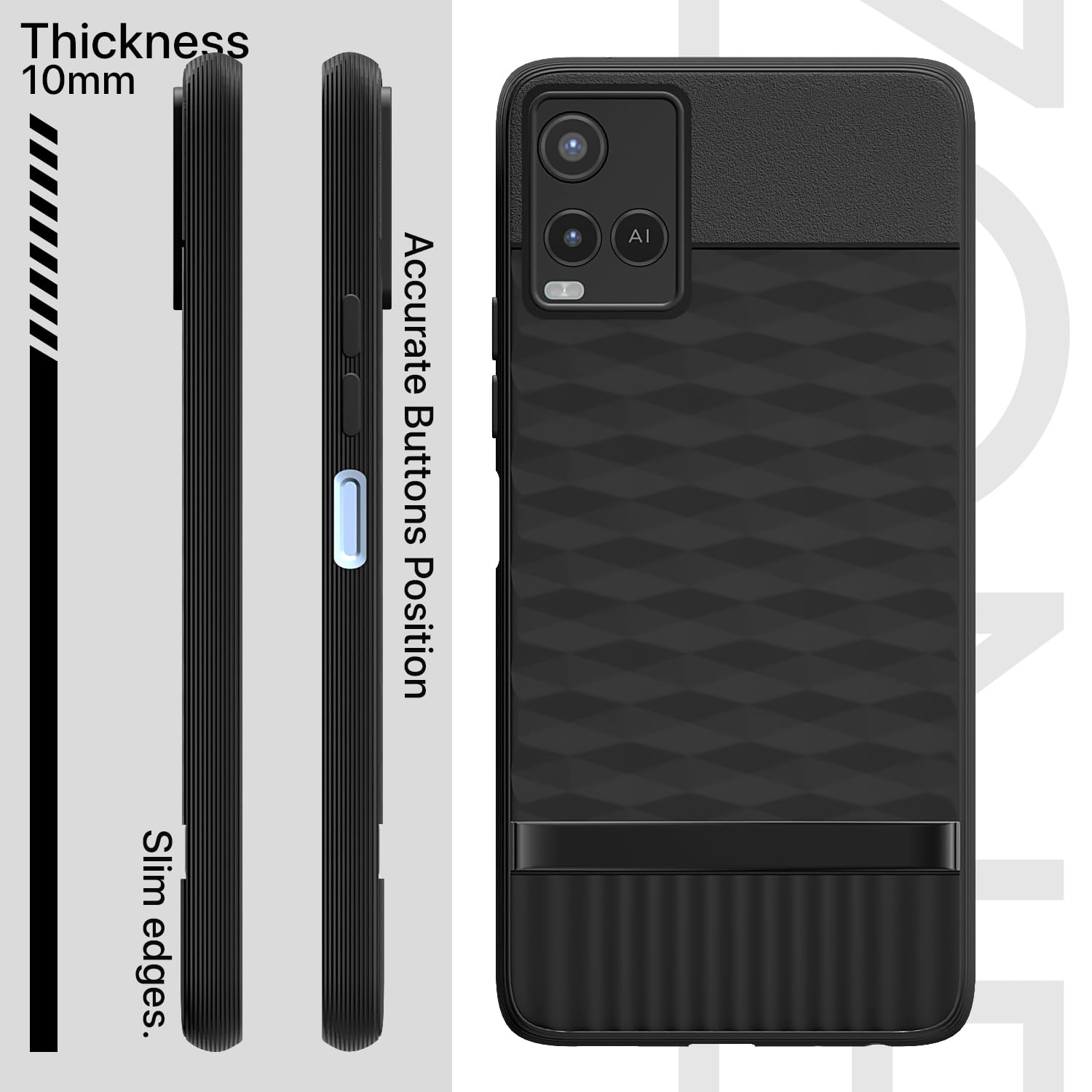 Pikkme Vivo Y21 2021 / Y33s  Gencase Back Cover (Black)