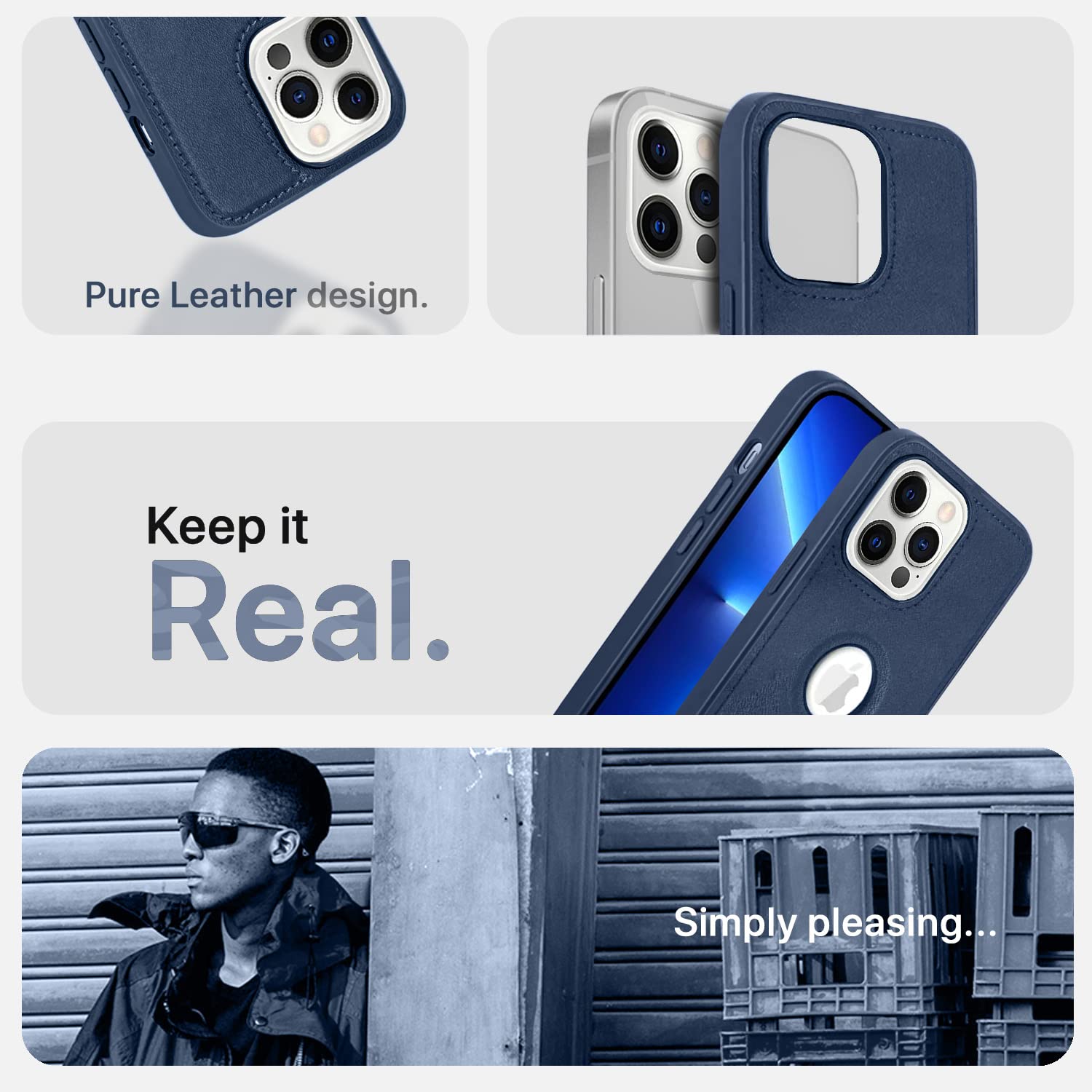 Blue Leather mobile back cover for iPhone 13 Pro Max – Pikkme – photo 5