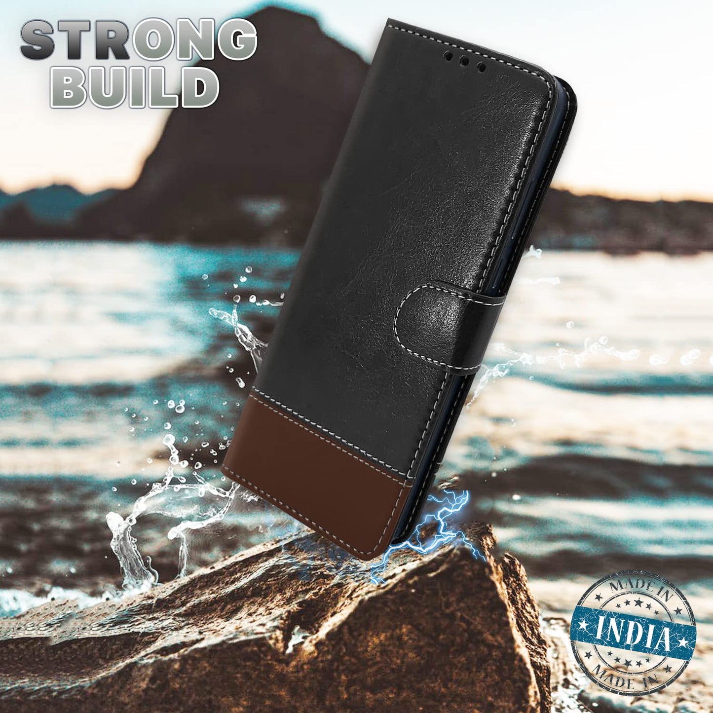 Pikkme Vivo V27 / V27 Pro 5G Constrast Flip Cover | Black & Brown