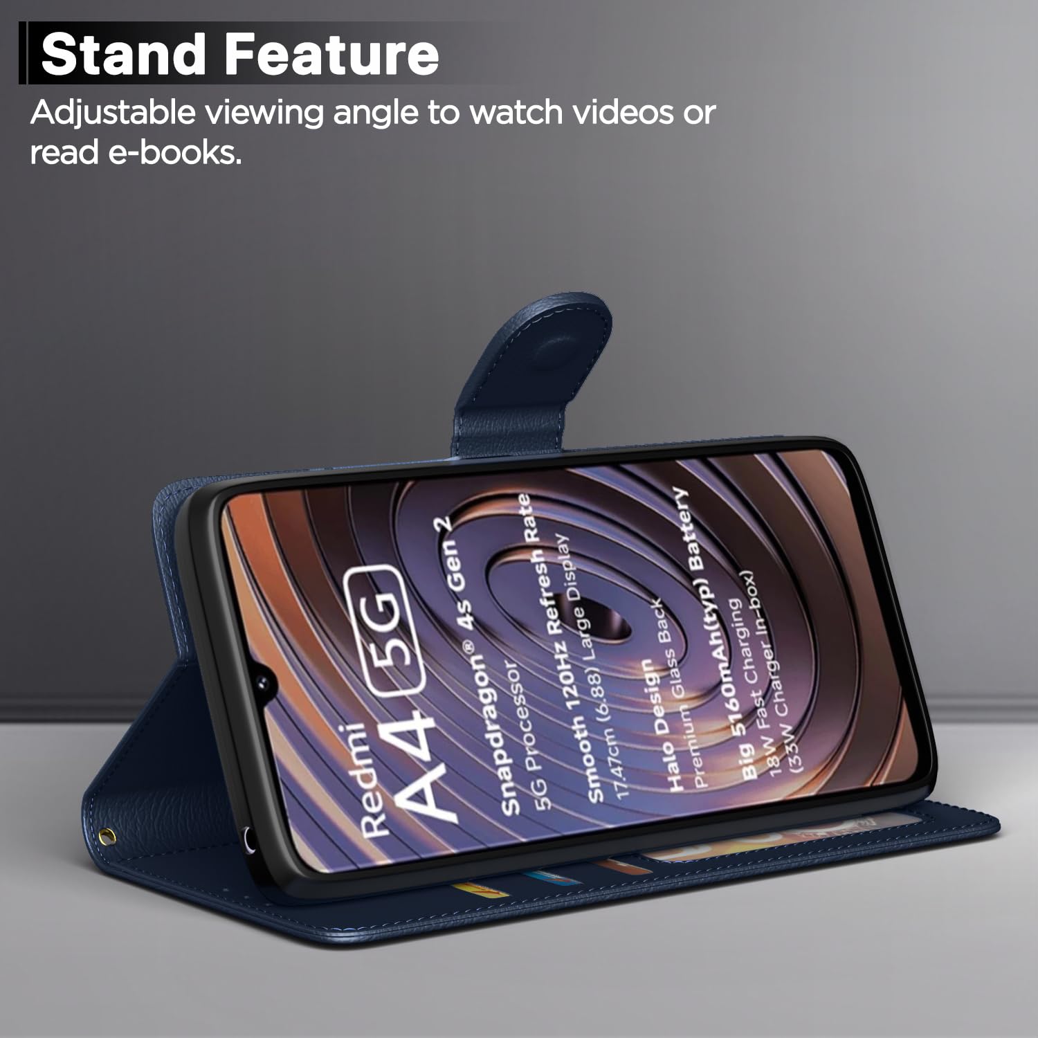 Pikkme blue wallet flip cover for Redmi A4/14C/Poco C75 5G – photo 3