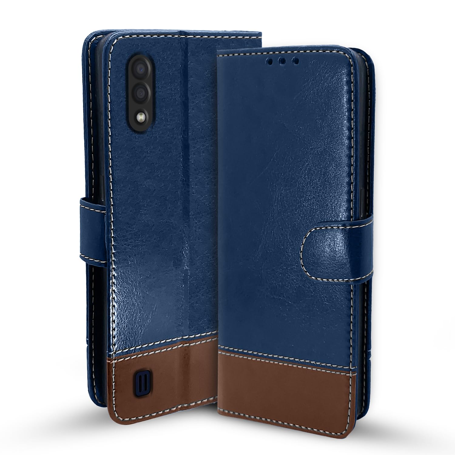 Blue & brown flip cover for Samsung M01 – Pikkme