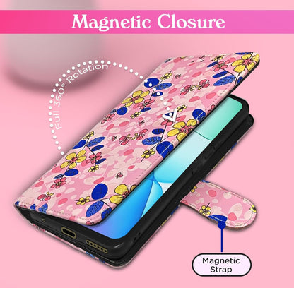 Pikkme Redmi 13 5G Flower Flip Cover (Pink)