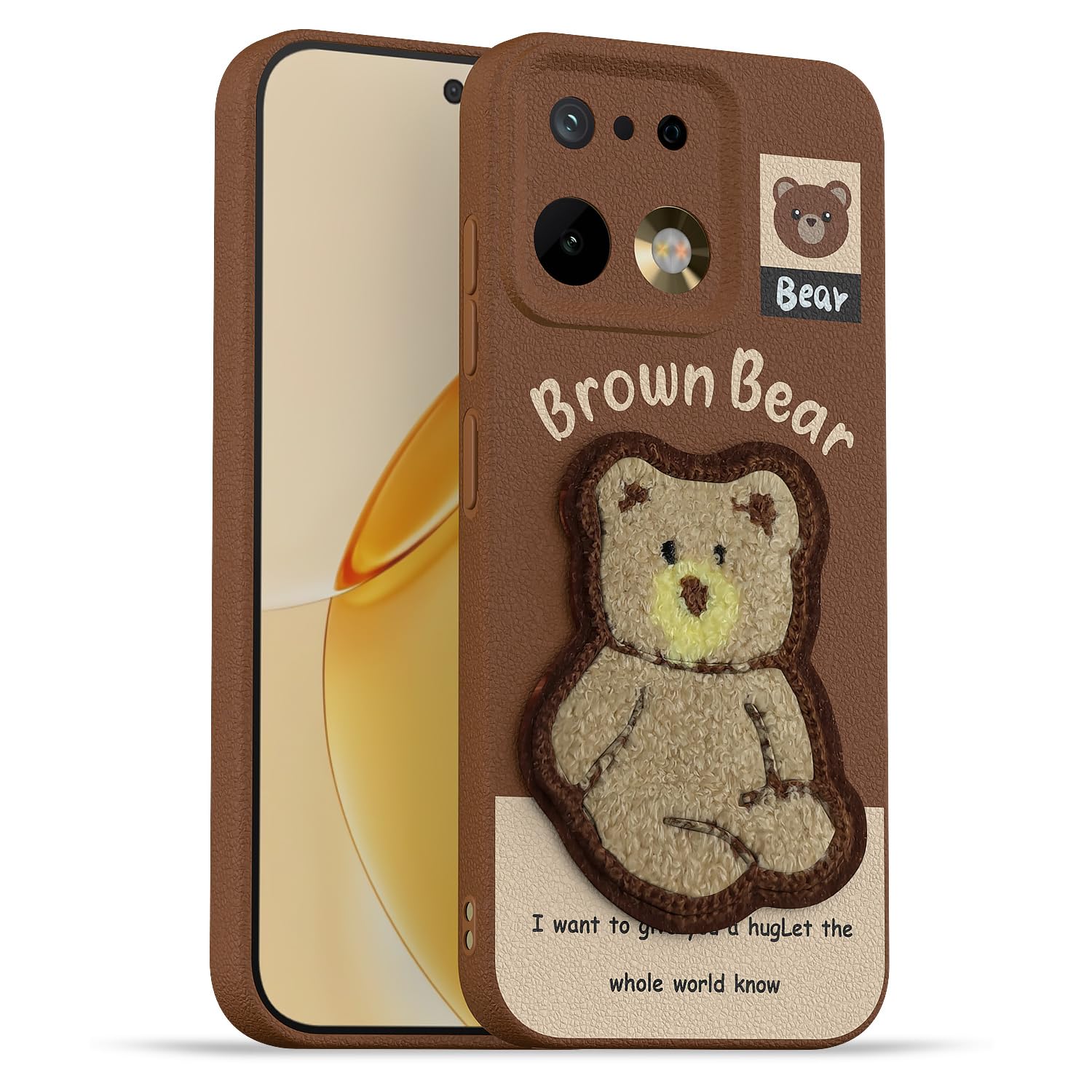 Brown Plush Patch back cover for Realme 16 Pro 5G – Pikkme