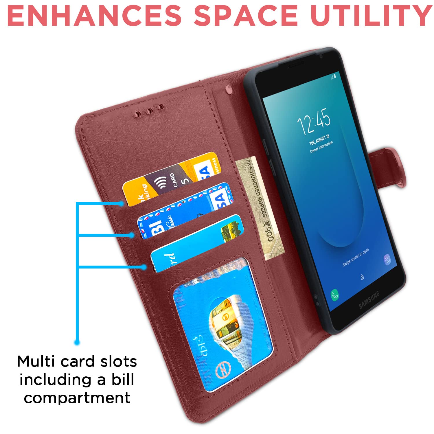 Pikkme Samsung Galaxy J2 Core  Vintage Flip Cover (Brown)