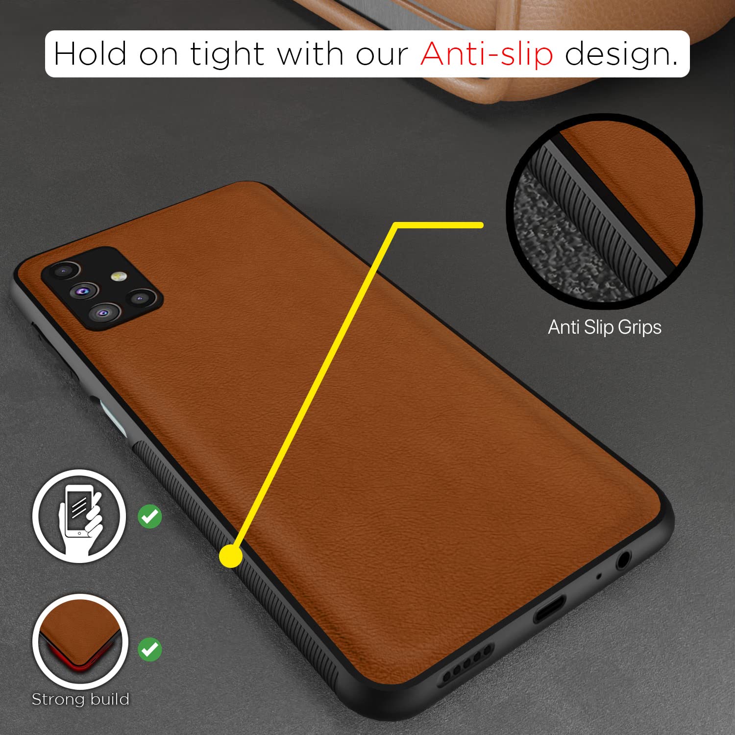 Pikkme camel Leather mobile back cover for Samsung M51 – photo 2