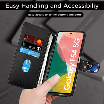 Black flower wallet flip cover for Samsung F54 5G – Pikkme – photo 7