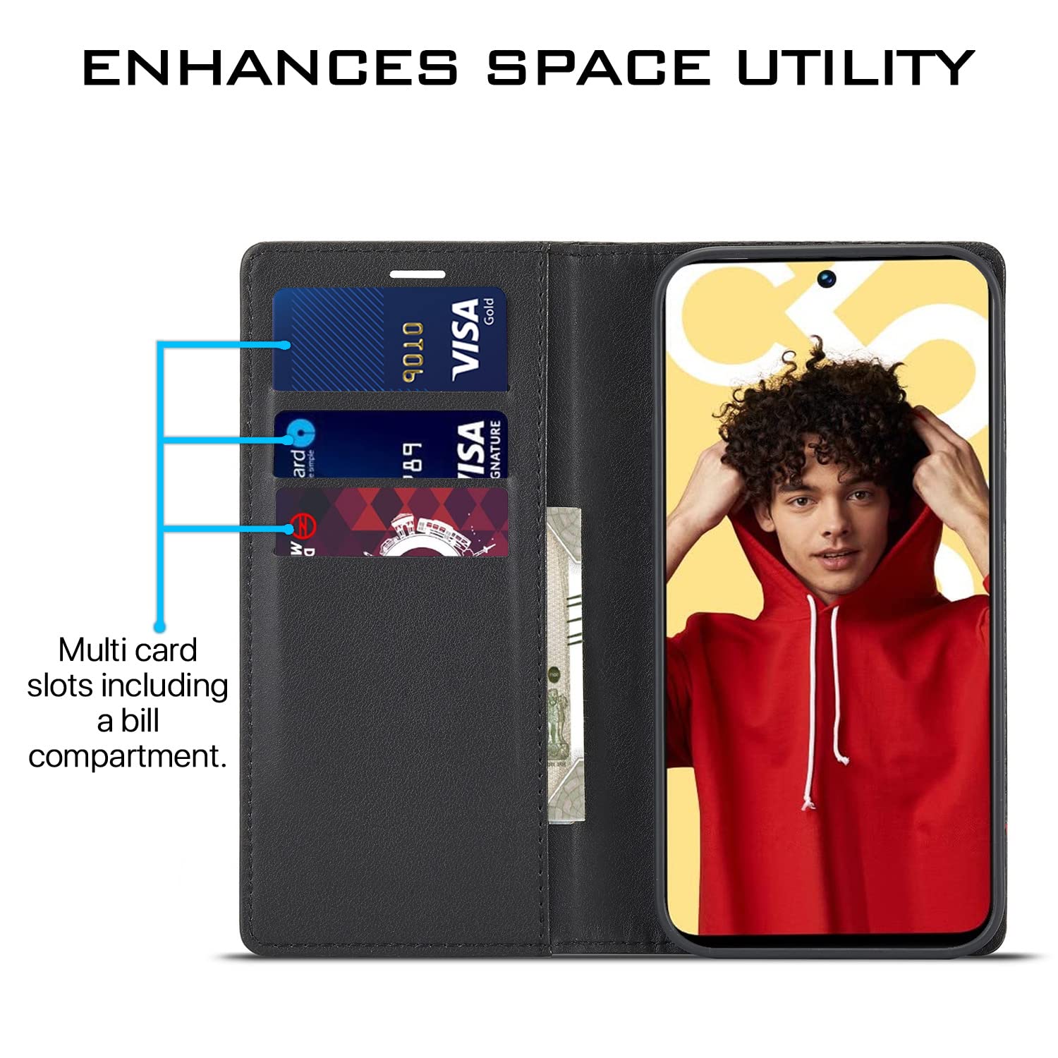 Black flip cover for Realme C55/Narzo N55 – Pikkme – photo 3