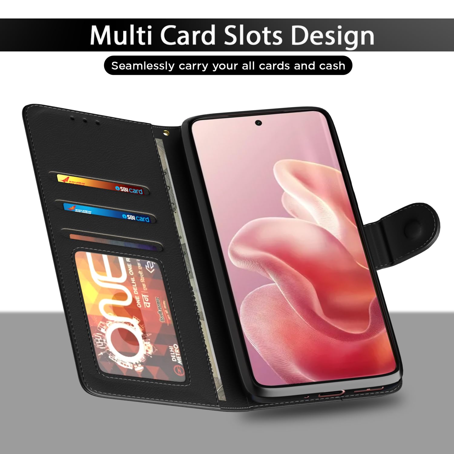 Pikkme Motorola Moto Edge 60 5G / Motorola Moto Edge 60 Fusion 5G Vintage Flip Cover (Black)