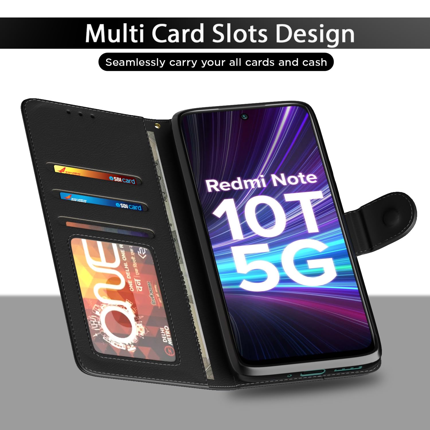 Pikkme black Wallet flip cover for Redmi Note 10T/Poco M3 Pro 5G – photo 5