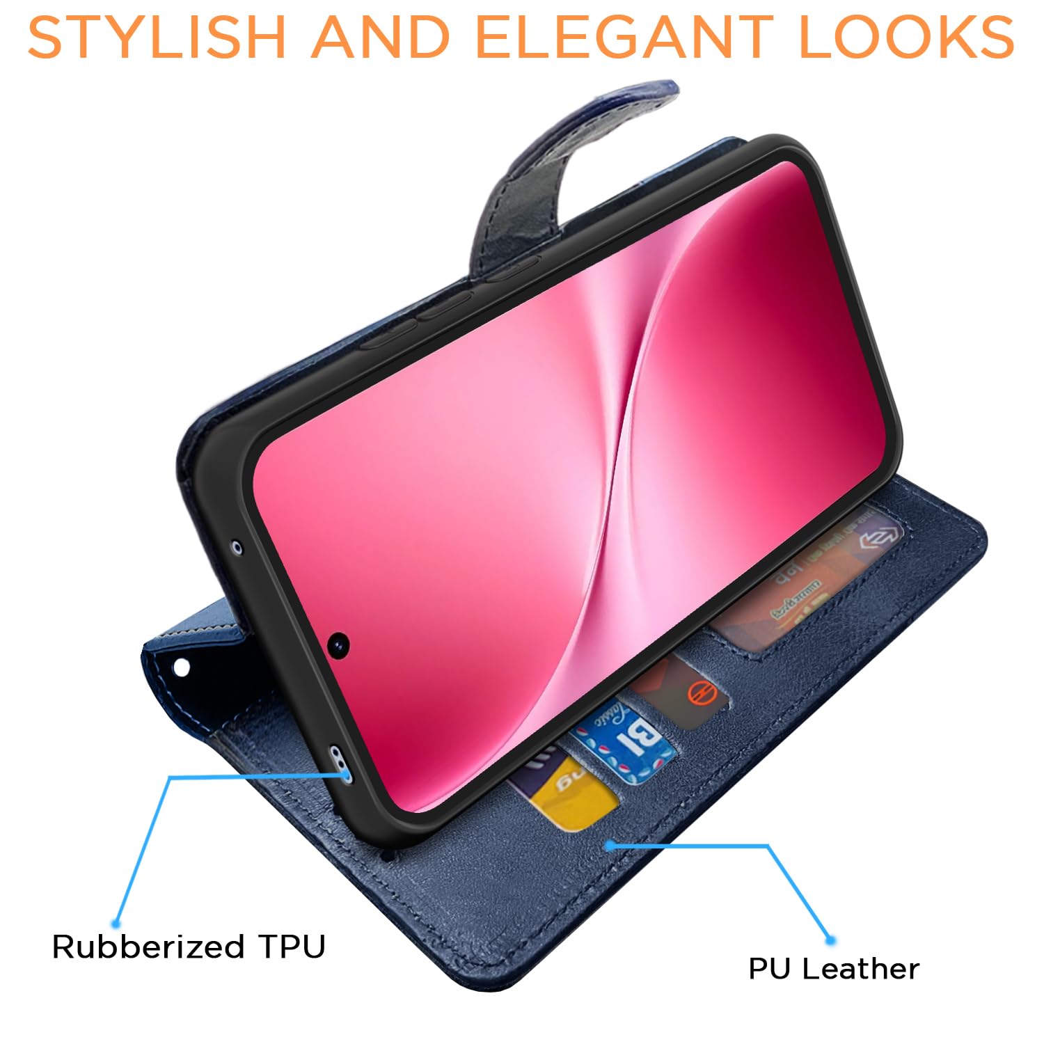 Pikkme navy & light blue Magnetic flip case for Vivo V60 Lite 5G – photo 3