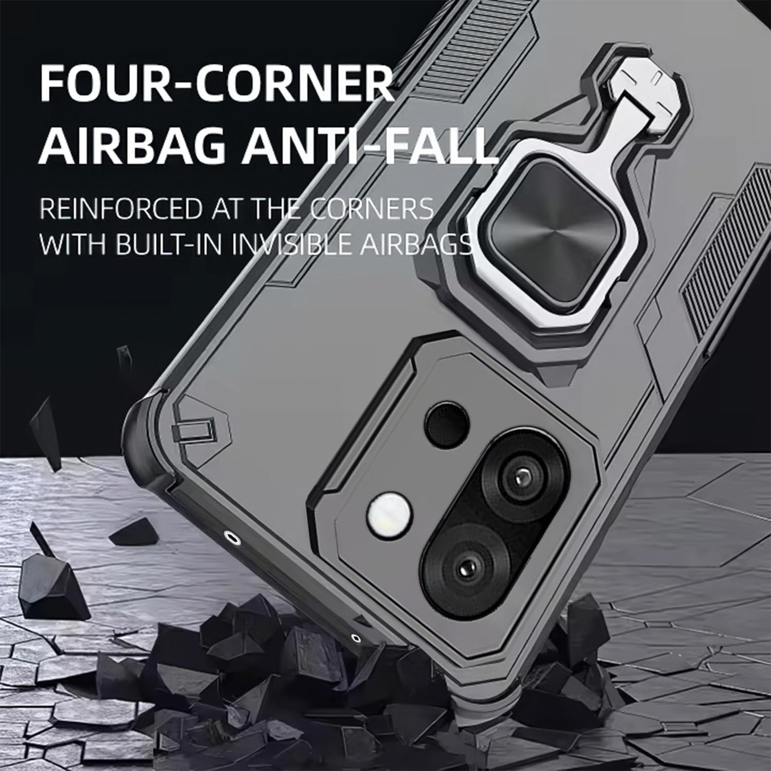 Pikkme OnePlus 13s 5G D15 Tough Armor Kisckstand Back Cover (Black)