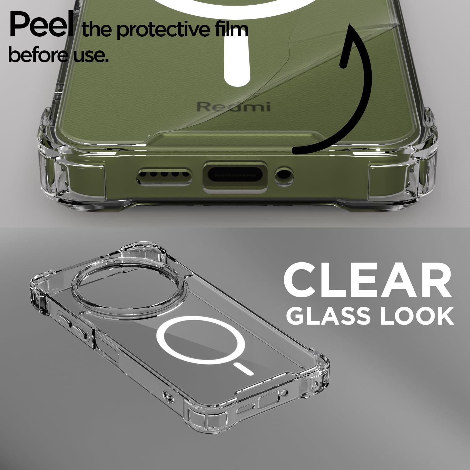 Transparent mag-safe MagSafe mobile back cover for Redmi 14c/A4/Poco C75 5G – Pikkme – photo 3