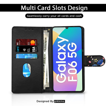 Pikkme Samsung F06/M06 5G Wallet black flower flip case – photo 2