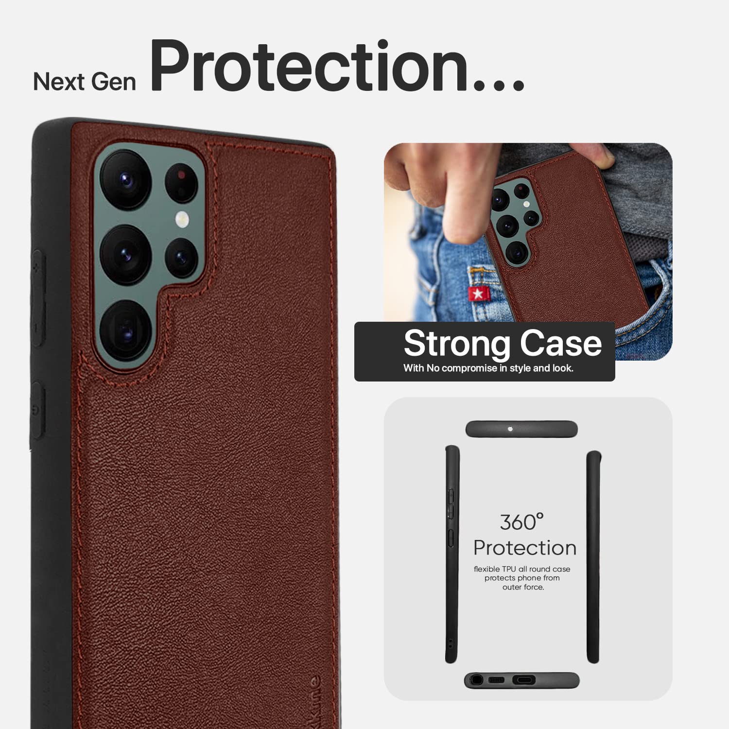 Pikkme Samsung S22 Ultra Leather brown back cover – photo 6