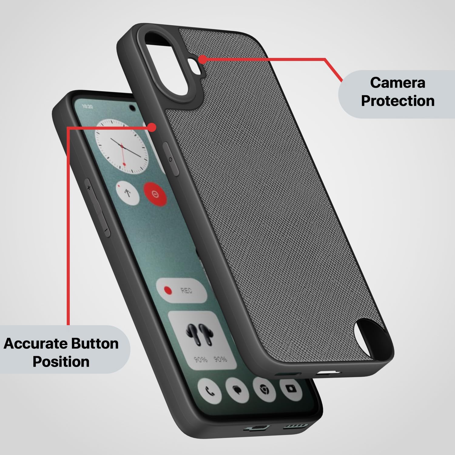 Pikkme CMF by Nothing Phone 1 Indian Leather Back Cover (Grey)