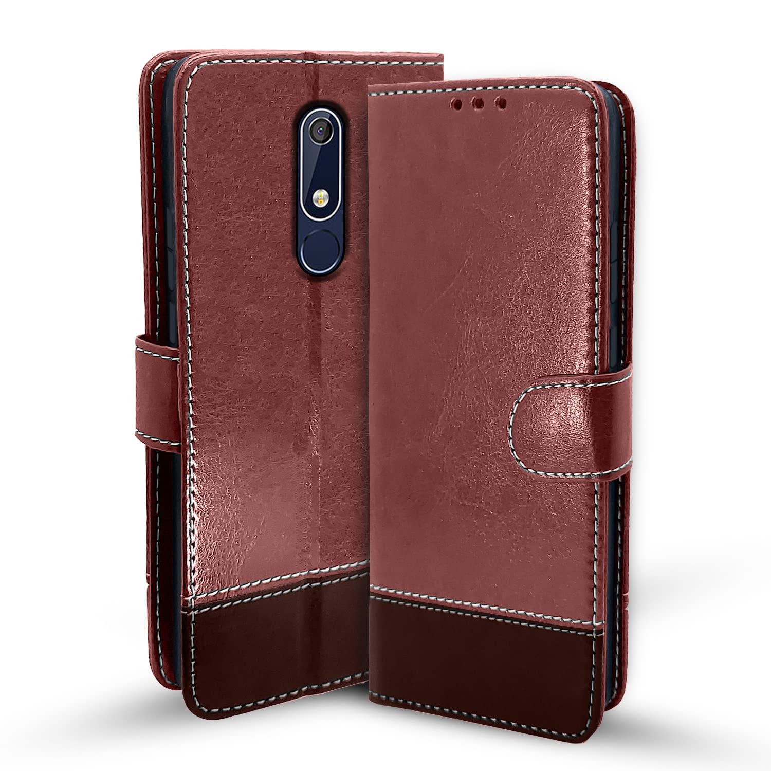 Nokia 5.1 Plus/5.1 flip cover in brown & coffee by Pikkme
