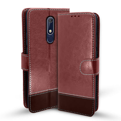 Nokia 5.1 Plus/5.1 flip cover in brown & coffee by Pikkme