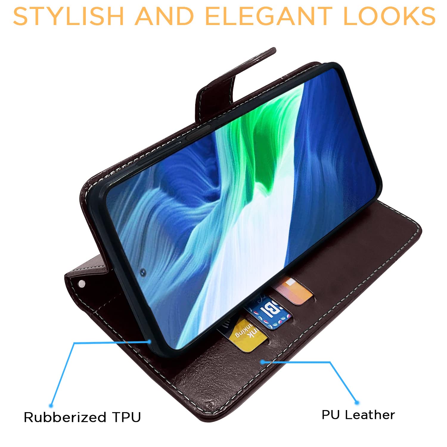 Infinix Note 10 Magnetic wallet flip cover in coffee & brown by Pikkme – photo 5
