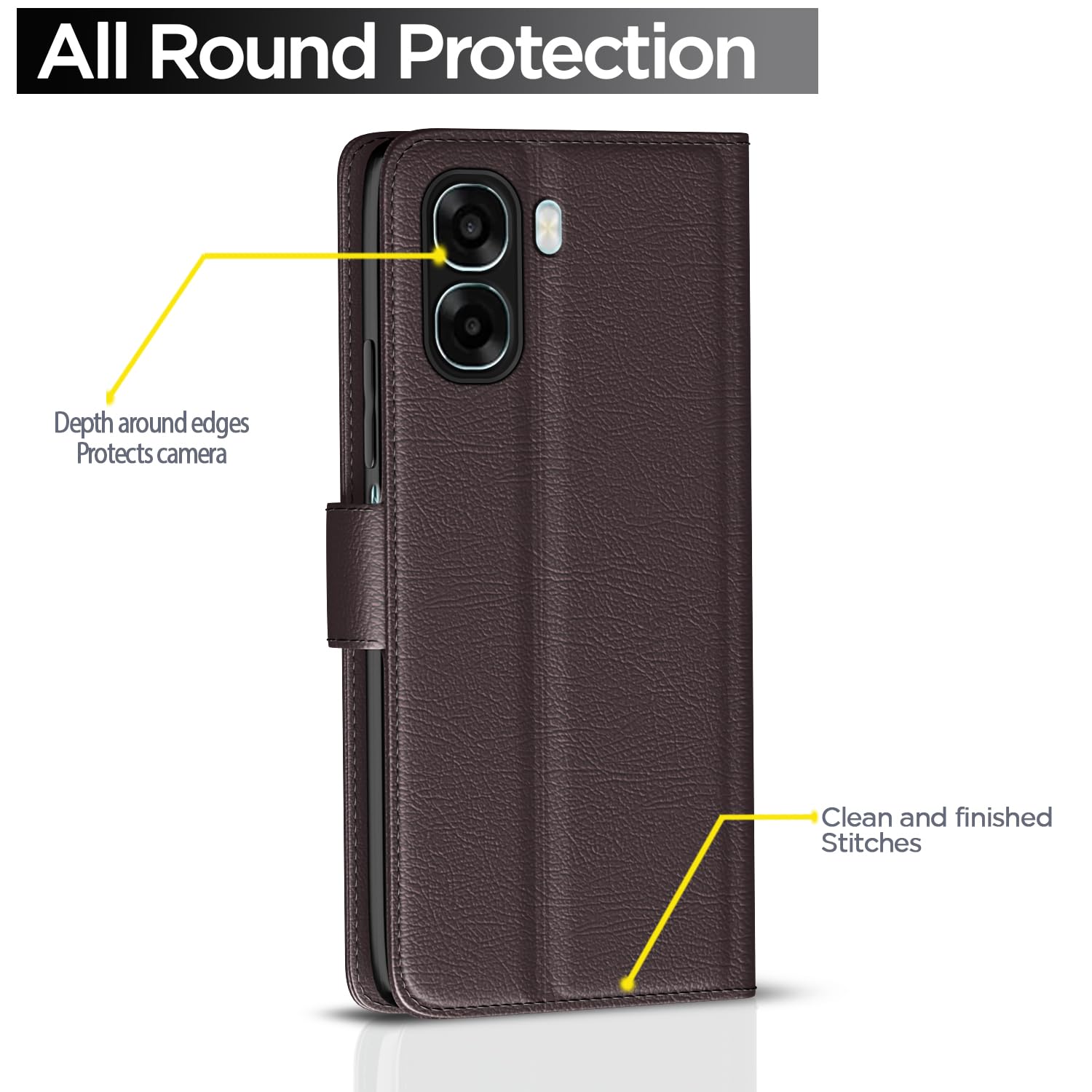 Oppo A6X 5G Wallet flip case in coffee by Pikkme – photo 4