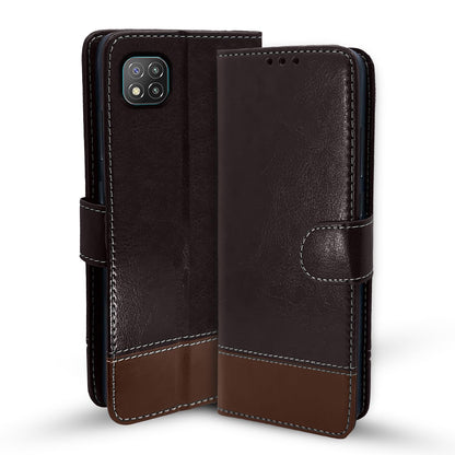 Pikkme coffee & brown Magnetic wallet flip cover for Poco C3