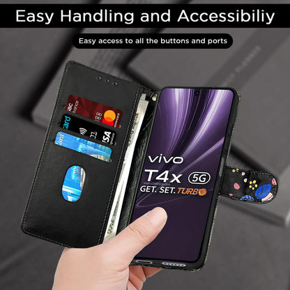 Pikkme black flower Wallet flip cover for Vivo T4x/iQOO Z10x/Y31 Pro 5G – photo 7