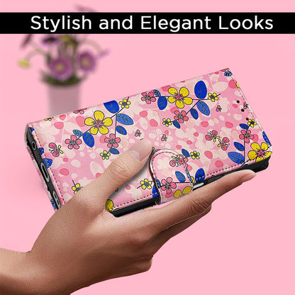 Moto G52/G82 5G Wallet mobile flip cover in pink flower by Pikkme – photo 3