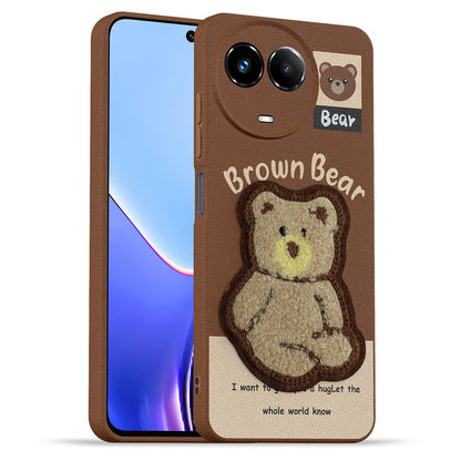 Brown Plush Patch phone cover for Realme 11/11X 5G/Narzo 60X 5G – Pikkme