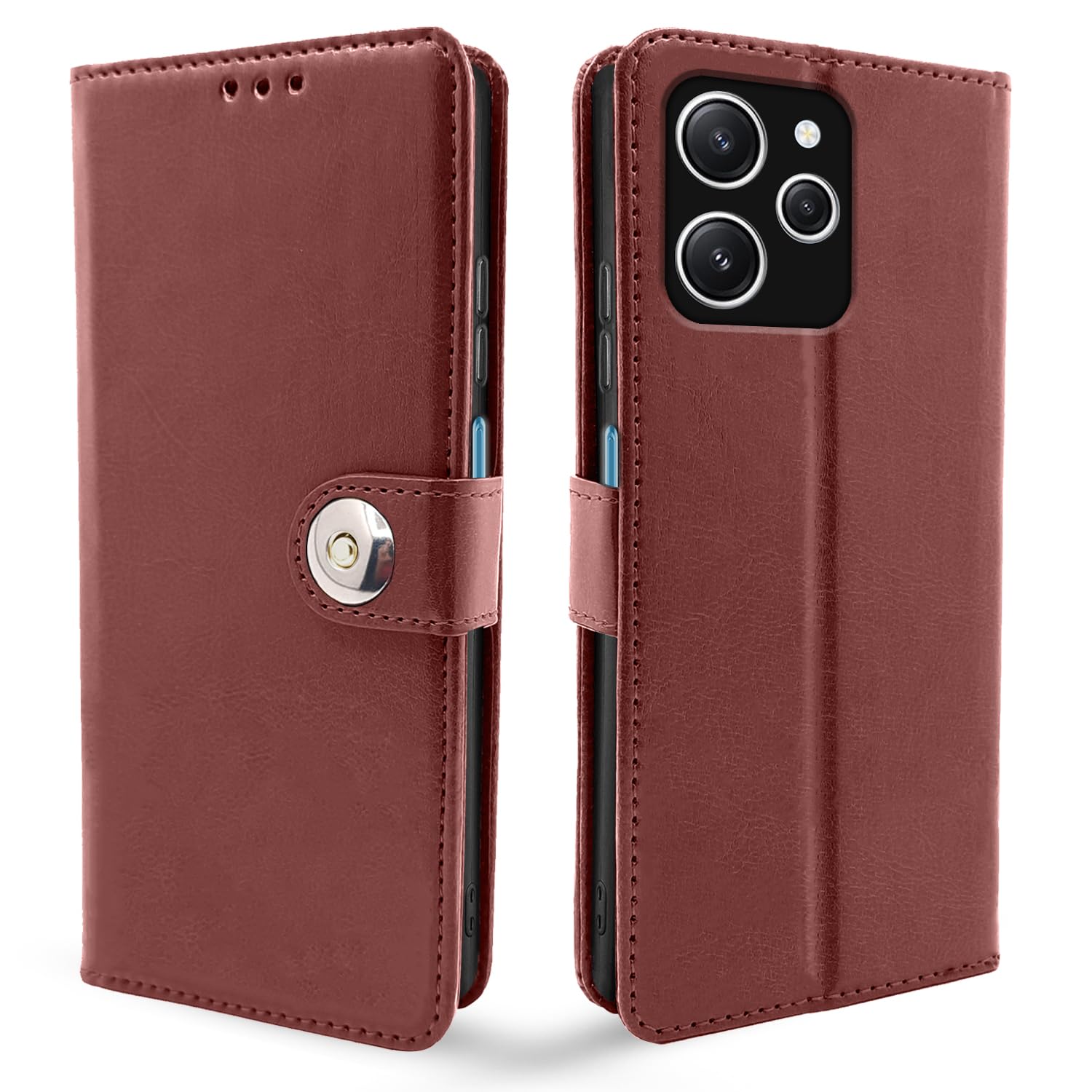 Pikkme Redmi 12 4G brown mobile flip cover