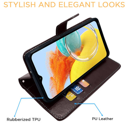 Pikkme Samsung M14 5G Magnetic coffee & brown wallet flip cover – photo 5