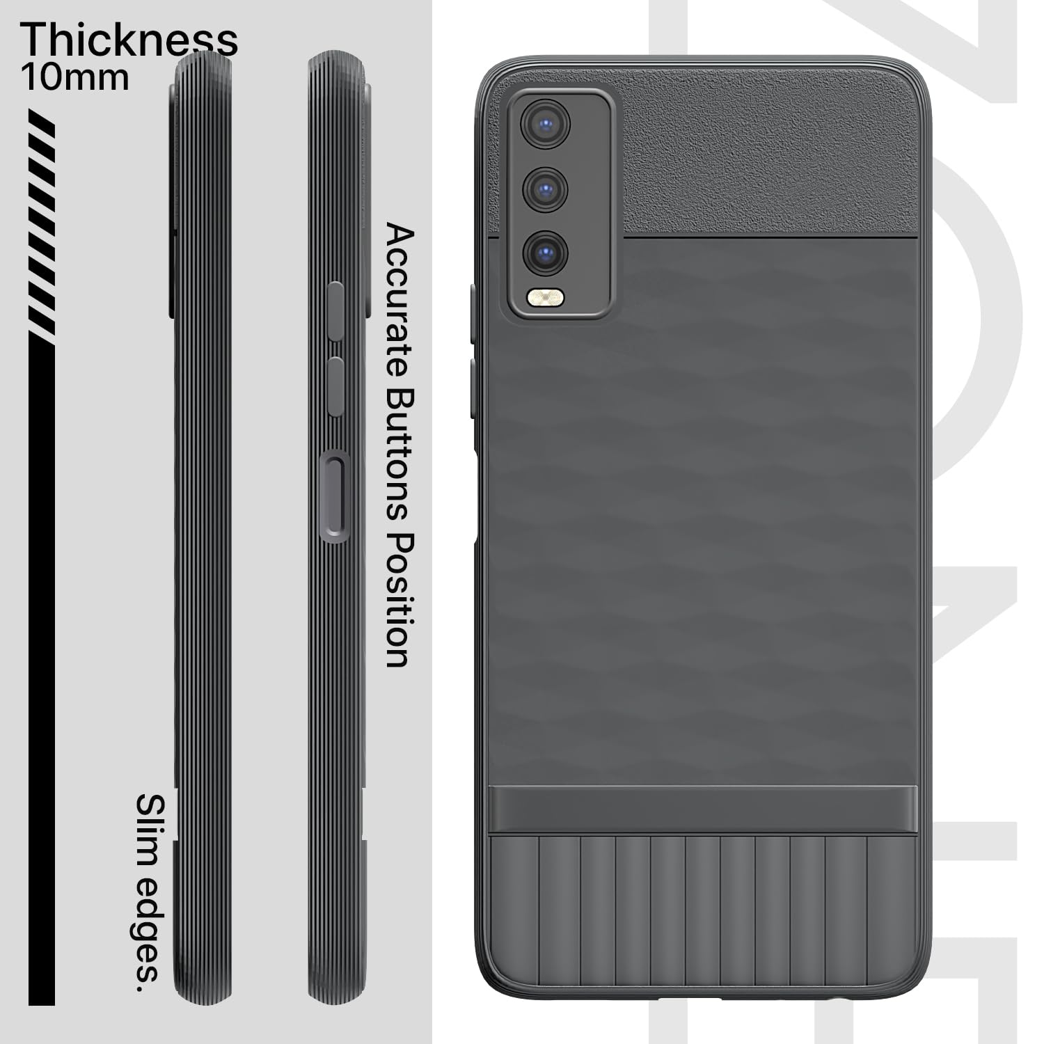 Pikkme Vivo Y12s / Y20 / Y20i / Y20G  Gencase Back Cover (Grey)
