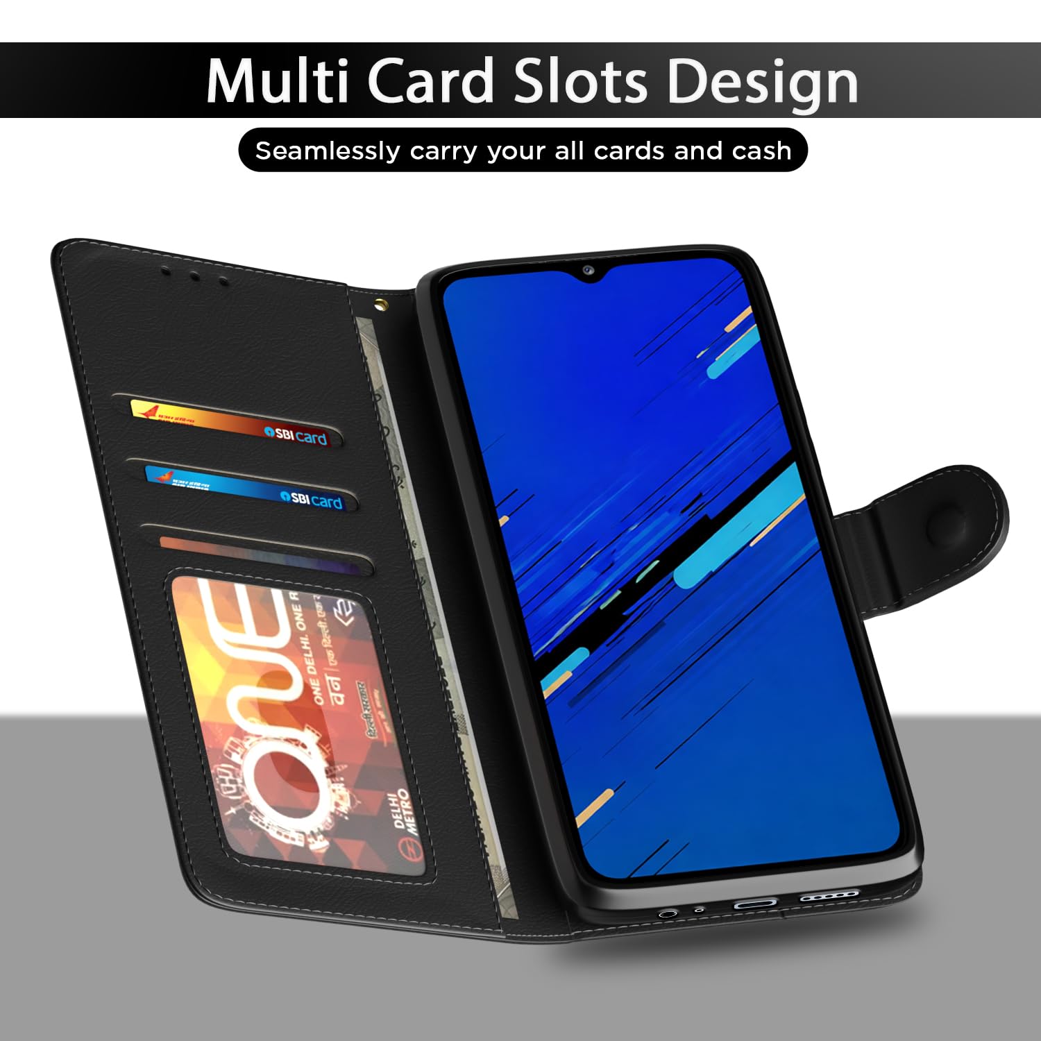 Redmi 15A 5G wallet flip cover in black by Pikkme – photo 5