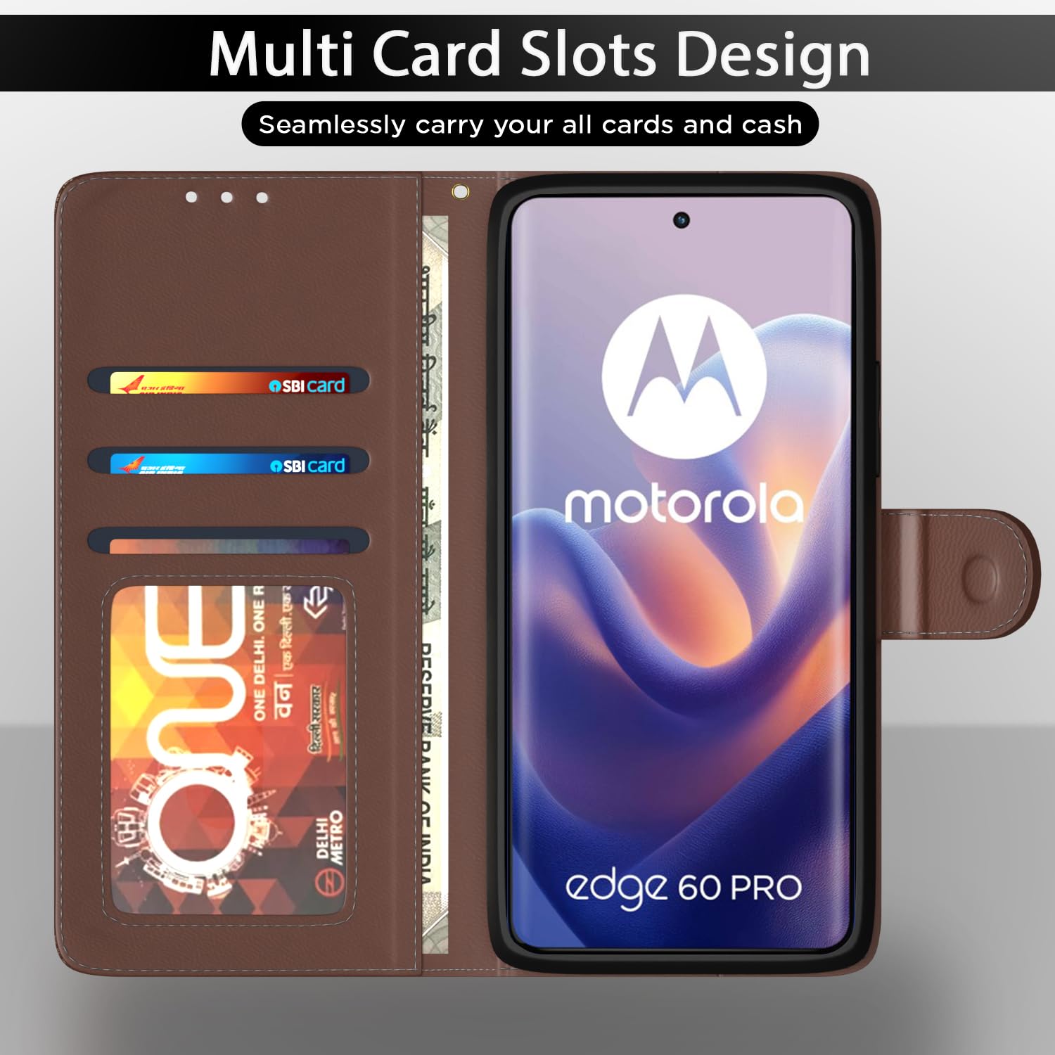 Tan Wallet flip case for Moto Edge 60 Pro 5G – Pikkme – photo 5