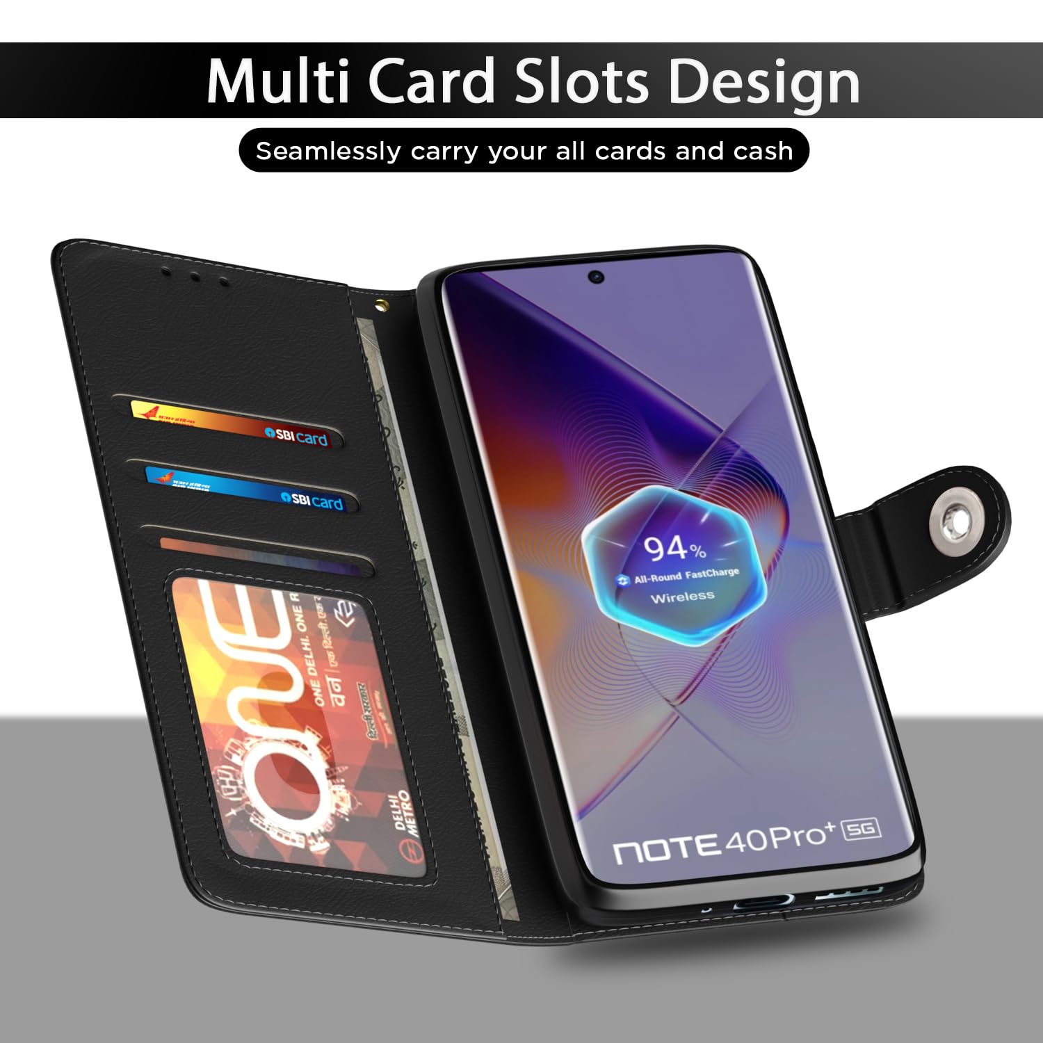 Pikkme Infinix Note 40 Pro Plus 5G black mobile flip cover – photo 5
