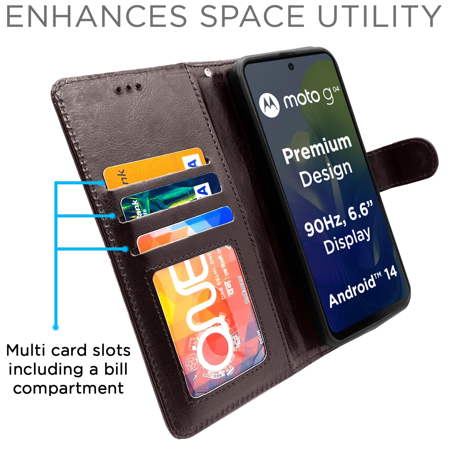 Pikkme Moto G04 Wallet coffee flip cover – photo 5