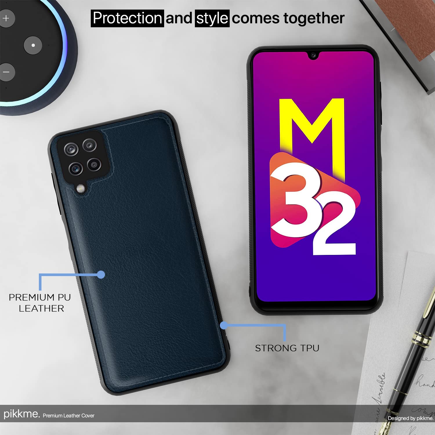 Pikkme blue Leather mobile back cover for Samsung M32 Prime/M32 4G – photo 5