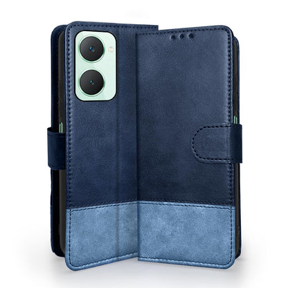 Navy & light blue Magnetic wallet flip cover for iQOO Z9 Lite 5G/Vivo T3 Lite 5G/Vivo Y18/Y18e/Y03 – Pikkme