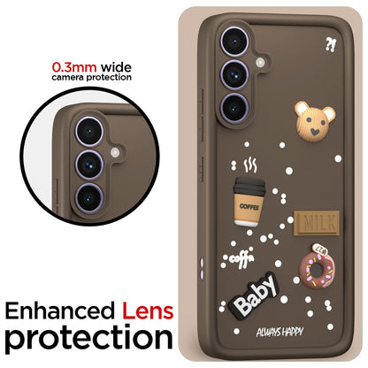 Pikkme Samsung Galaxy A34 5G Cute Fun Cartoon 3D Bear Coffee Back cover (Brown)