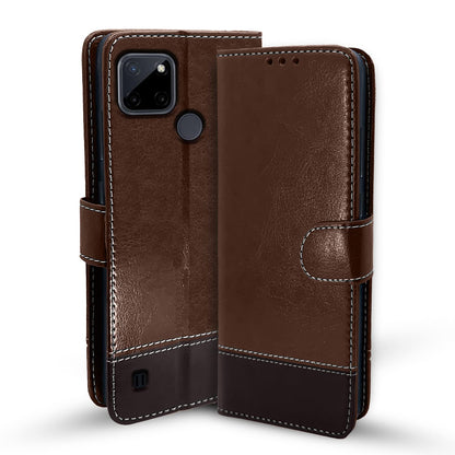 Pikkme Realme C21y brown & coffee wallet flip cover