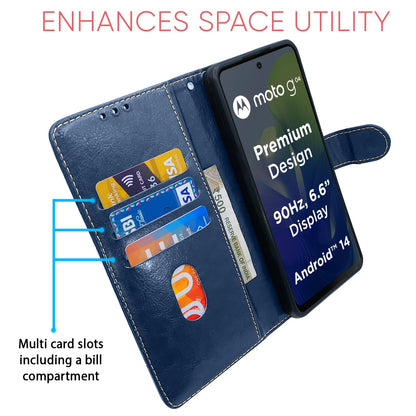 Pikkme blue & brown Magnetic flip case for Moto G04 – photo 4