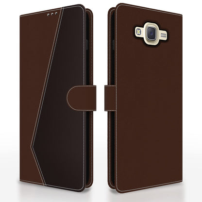 Samsung J7 2015/J7 Magnetic mobile flip cover in brown & coffee by Pikkme