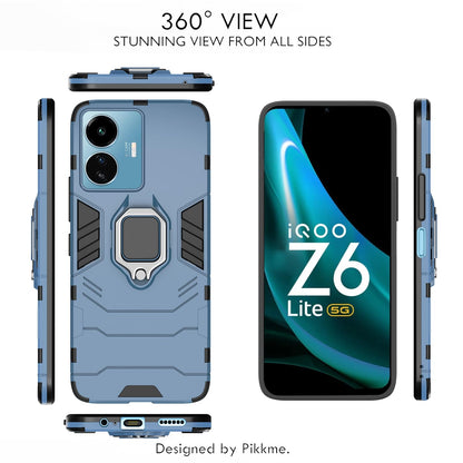 Pikkme iQOO Z6 Lite 5G D5 Tough Armor Back Cover (Blue)