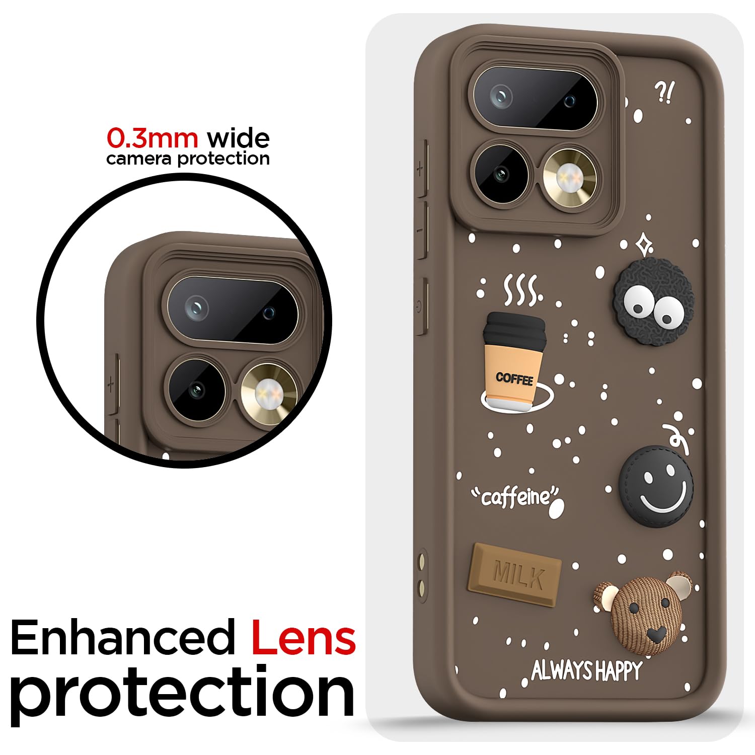 Pikkme Realme 16 Pro 5G Bear Coffee brown mobile cover – photo 5