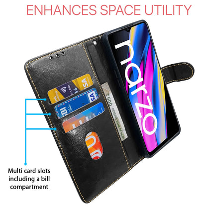 Realme Narzo 50A Prime Magnetic flip cover in black & brown by Pikkme – photo 3