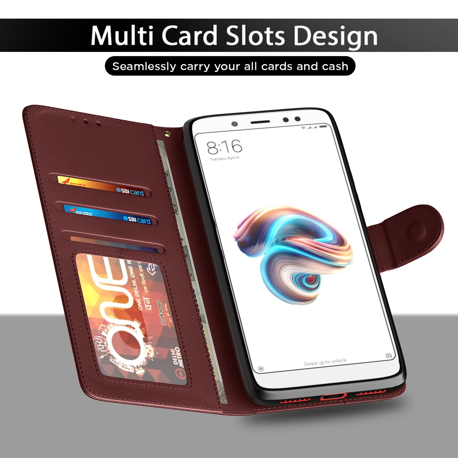 Pikkme Redmi Note 5 brown flip case – photo 5