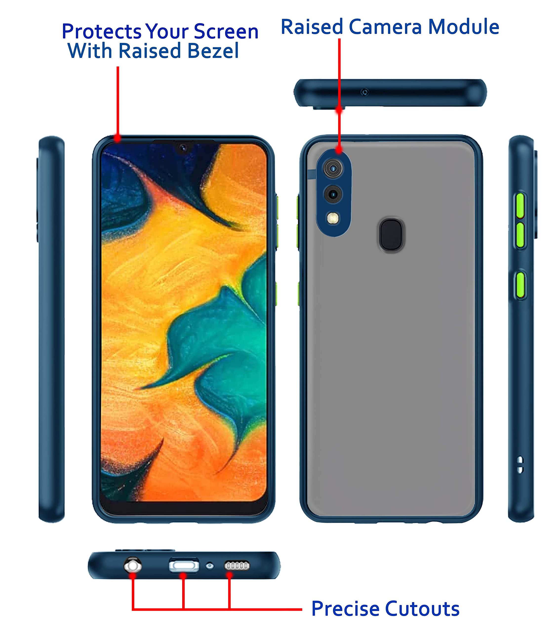 Pikkme blue Matte mobile back cover for Samsung A20/A30/M10s – photo 3