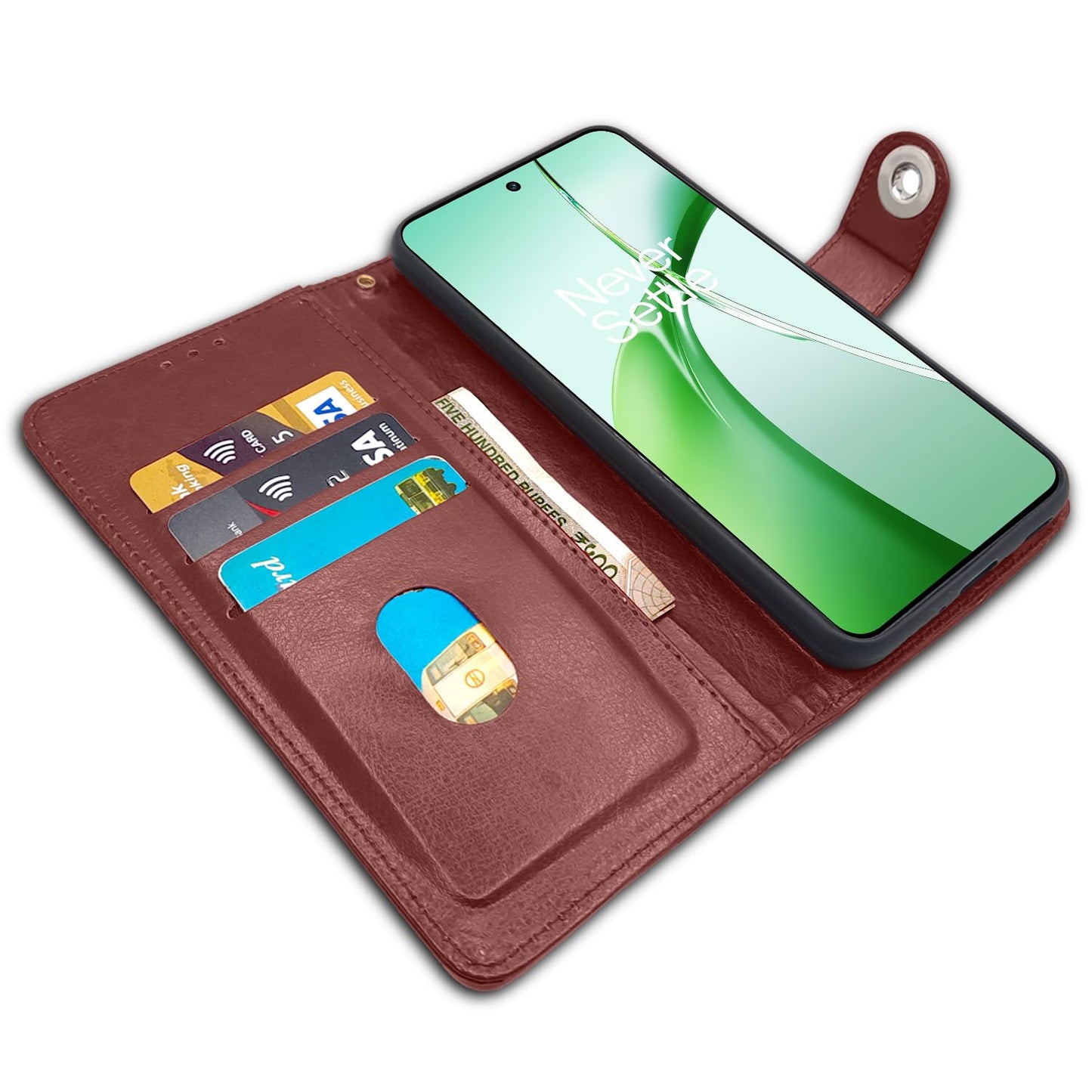 Pikkme OnePlus Nord Ce 4 5G Button Flip Cover (Brown)