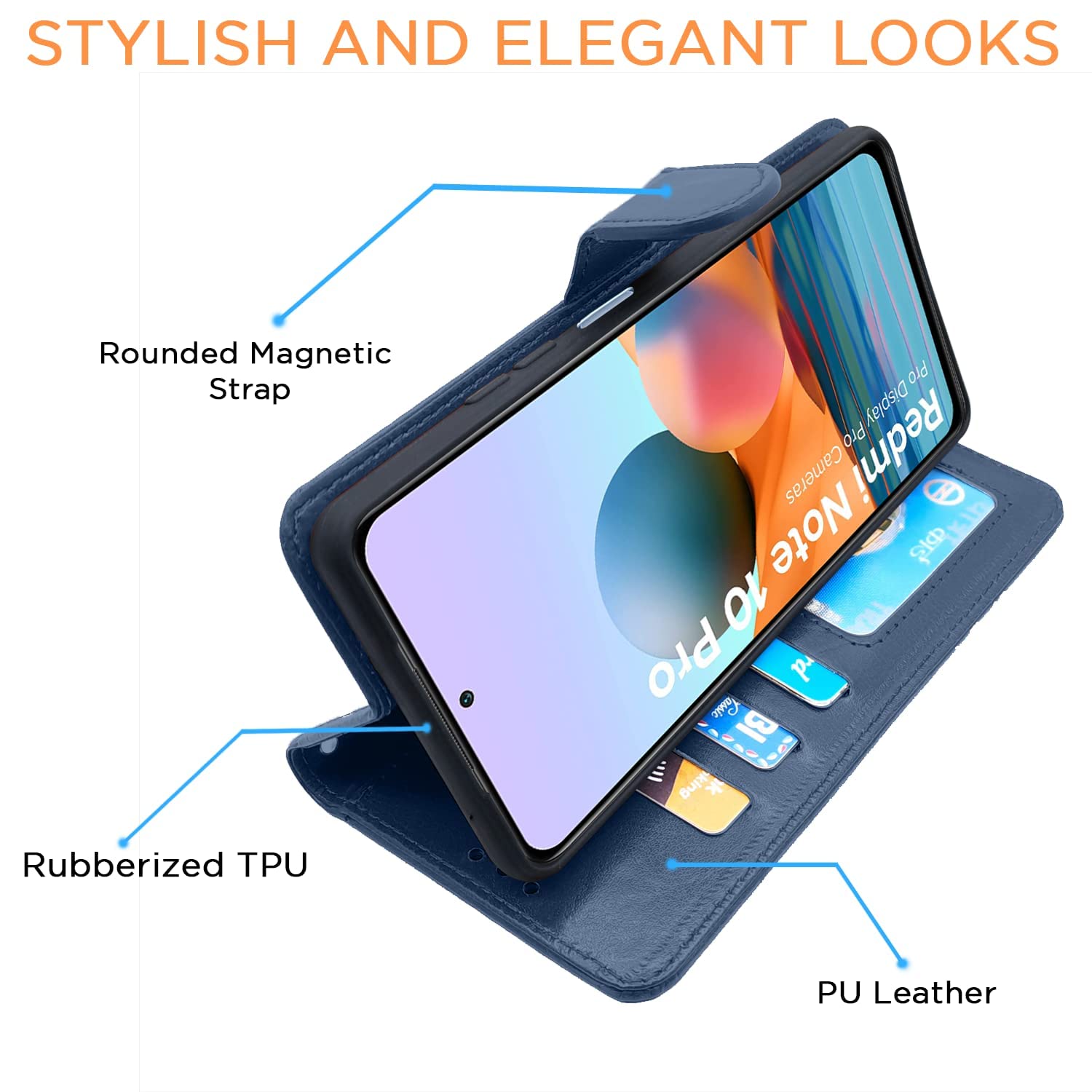 Pikkme Redmi Note 10 Pro Max Vintage Flip Cover | Blue