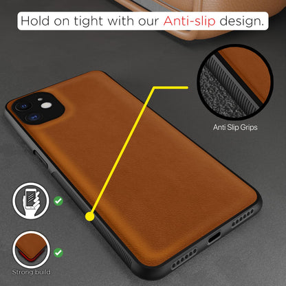Pikkme iPhone 12 Flexible Pu Leather Leatherback Back Cover (Camel)